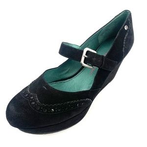 COULEUR POURPRE Suede Mary Jane Wedges‎